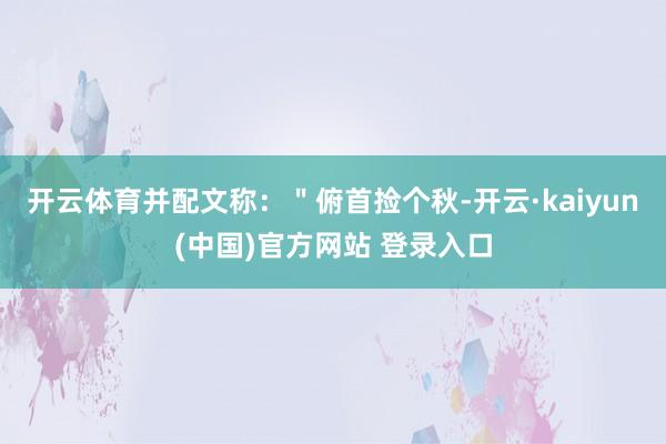 开云体育并配文称：＂俯首捡个秋-开云·kaiyun(中国)官方网站 登录入口